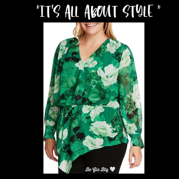 NWT Vince Camuto Long Sleeve Asymmetrical Peplum Top Plus 1X - Picture 5 of 11